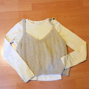 Zara Combination knit vest/ long sleeves top
